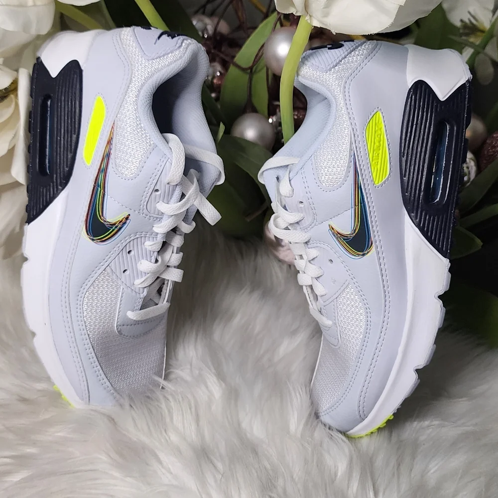 Nike Air Max 90 White/Blackened Blue-Volt (DV3480100) Women 8.5 New